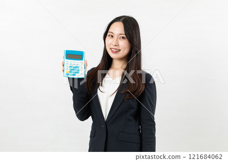 Business woman with a calculator 08 121684062