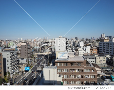 Cityscape, looking north-northwest from Sanno, Ota Ward, Tokyo Cityscape, looking north-northwest from Sanno, Ota Ward, Tokyo 121684748