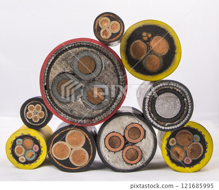 Cross section of high-voltage cable, polymer insulation Cross section of high-voltage cable, polymer insulation 121685995