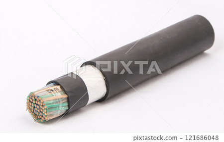 Cross section of high-voltage cable, polymer insulation Cross section of high-voltage cable, polymer insulation 121686048