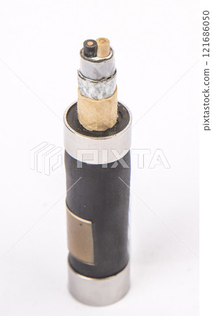 Cross section of high-voltage cable, polymer insulation  121686050