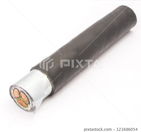 Cross section of high-voltage cable, polymer insulation  121686054