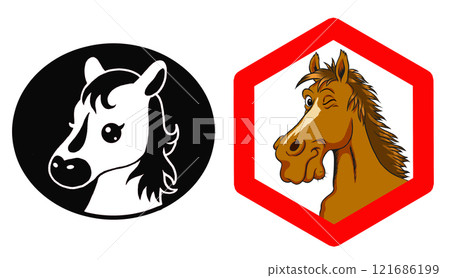 2026 匹馬年，新年賀卡零件插圖 2 套 121686199