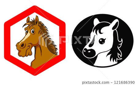2026 Year of the Horse, 2 sets of New Year's card part illustrations 2026 Year of the Horse, 2 sets of New Year's card part illustrations 121686390