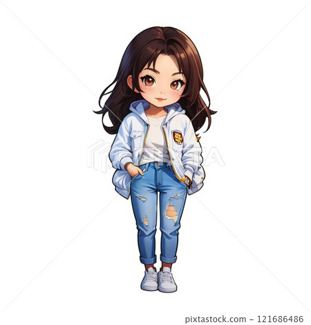 Illustration of a smiling cute girl 121686486