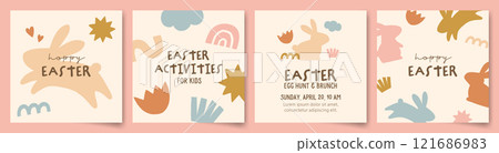 Easter square background design set Easter square background design set 121686983