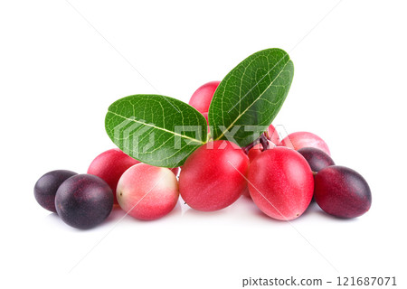 Carunda or Karonda fruits isolated on white background 121687071