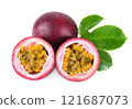 Passion fruit isolated on white background 121687073