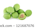 green plum fruit isolated on white background 121687076