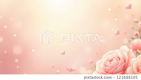 Floral elements on a colorful postcard with a caption "Happy Valentine's Day". 121688105