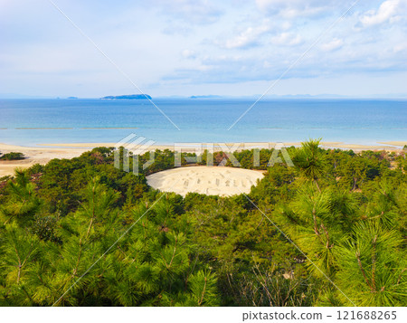 Kan'ei Tsuho coin in sand painting, Kan'onji City, Kagawa Prefecture 121688265