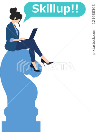 一位女商人考慮提高技能的插圖 一位女商人考慮提高技能的插圖 121688568