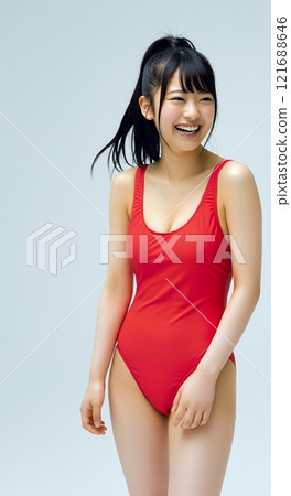 在泳池邊放鬆的年輕女子 121688646