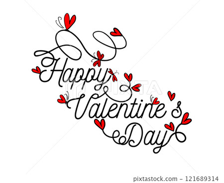 Happy Valentines Day typography . Romantic Template design for celebrating valentine's Day on 14 February. Wallpaper, flyer, poster, sticker, banner, card. hand drawn. Not AI, Vector illustration. Happy Valentines Day typography . Romantic Template design for celebrating valentine's Day on 14 February. Wallpaper, flyer, poster, sticker, banner, card. hand drawn. Not AI, Vector illustration. 121689314