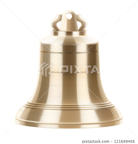 Golden metal bell isolated on a white background, Christmas symbol, school bell, vintage bell. Realistic 3D vector illustration. EPS10 Golden metal bell isolated on a white background, Christmas symbol, school bell, vintage bell. Realistic 3D vector illustration. EPS10 121689488