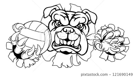 Bulldog Dog Volleyball Volley Ball Animal Mascot Bulldog Dog Volleyball Volley Ball Animal Mascot 121690149