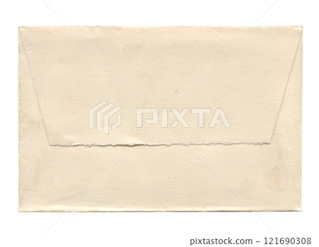 front view of old closed aged paper envelope isolated on white front view of old closed aged paper envelope isolated on white 121690308