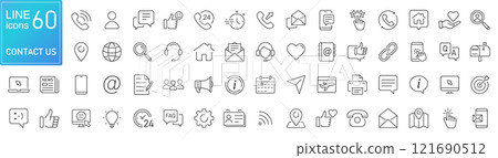 Set of simple Contact us icons for web and mobile app. Social Media network icon call us email mobile signs. Customer service. Contact support sign and symbols 121690512