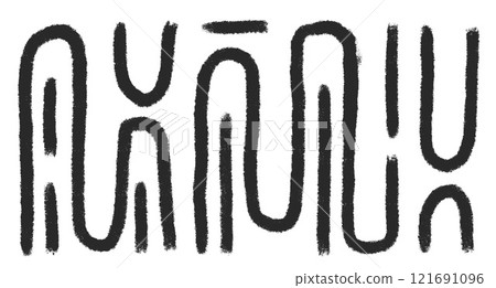 Abstract lines ornament. Freehand geometric grunge stroke elements set . Wavy black brush ink shapes. Tribal ethnic decor. Vector hand drawn illustration isolated on background Abstract lines ornament. Freehand geometric grunge stroke elements set . Wavy black brush ink shapes. Tribal ethnic decor. Vector hand drawn illustration isolated on background 121691096