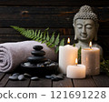 spa, candle, stones 121691228