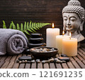 spa, candle, stones 121691235