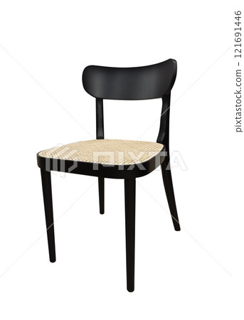 modern black chair furniture with white legs isolated on white background. With clipping path 121691446