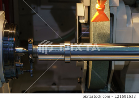 The cylindrical grinding machine in the light blue scene with lighting effect. 121691638