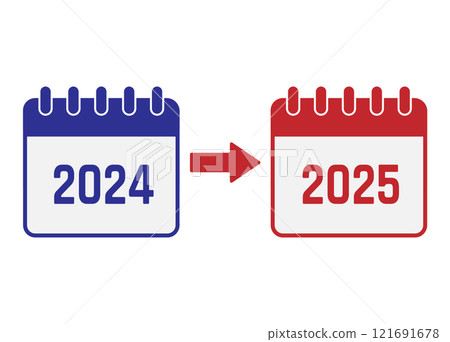 Transition from 2024 to 2025. Vector for websites, applications and creative design 121691678