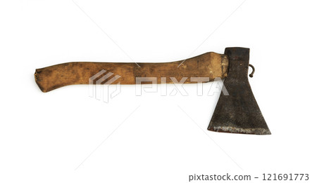 Tool. Axe for wood processing, white background 121691773