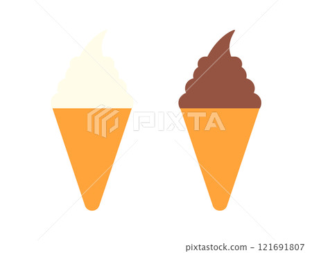 Set of soft serve ice cream cone icon illustrations 121691807
