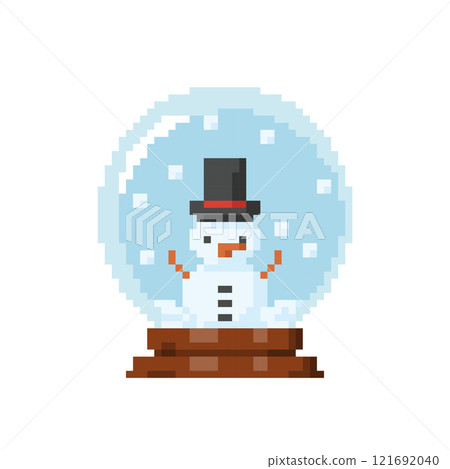 Snowman in a snow globe, icon in 8 bit style Snowman in a snow globe, icon in 8 bit style 121692040