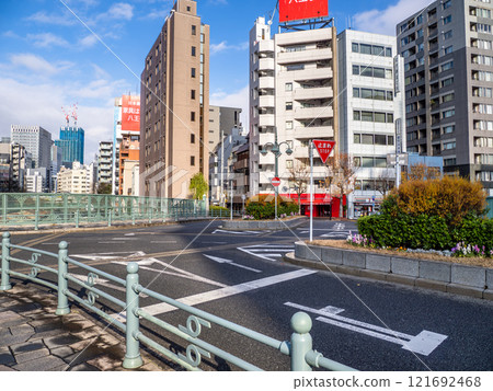 Miyoshi Bridge over the former Tsukiji River (Chuo Ward, Tokyo) 121692468