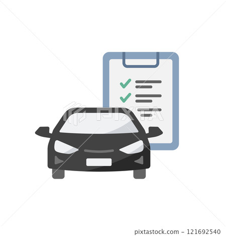 Flat icon of car and binder for appraisal and vehicle inspection (no main line) 121692540