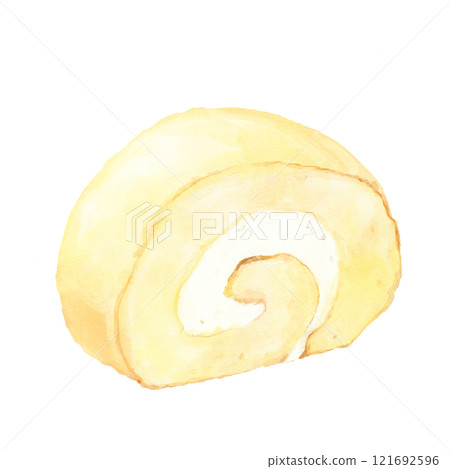 A simple watercolor illustration of a roll cake A simple watercolor illustration of a roll cake 121692596