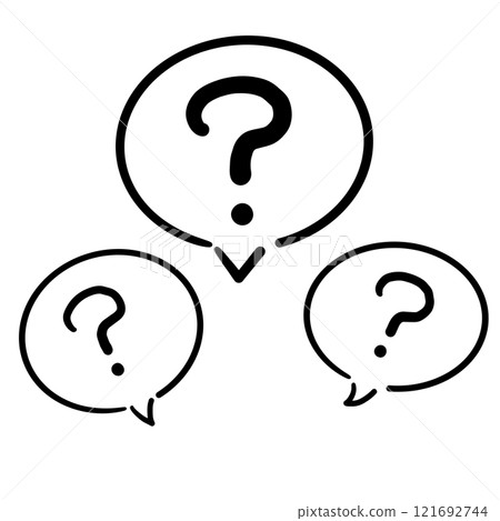 Handwritten question mark speech bubble set illustration Handwritten question mark speech bubble set illustration 121692744