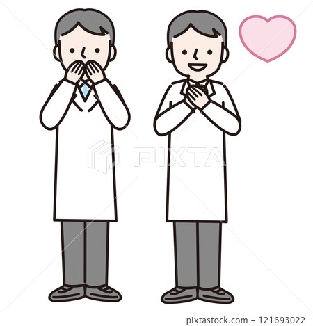 令人印象深刻的白大褂男子（全身）：插畫素材 121693022