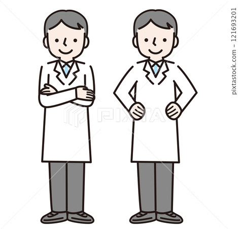 A confident man in a white coat (whole body): Illustration material A confident man in a white coat (whole body): Illustration material 121693201