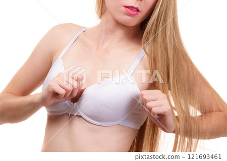 Female wearing too big bra Female wearing too big bra 121693461