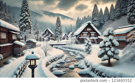 Shirakawa-go with snow 121693552