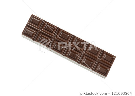 Chocolate bar isolated on white background 121693564