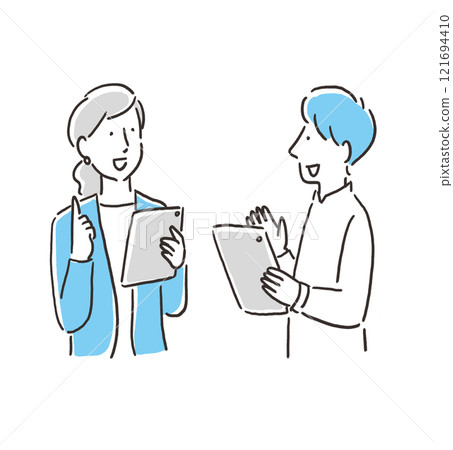 Illustration material of business people having a meeting 121694410