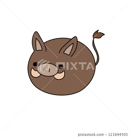 A cartoon pig with a big nose and tusks 121694505