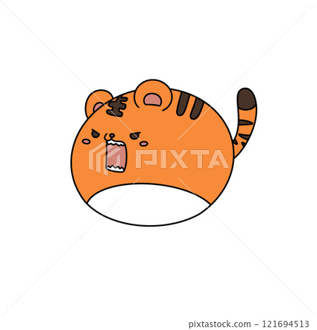 A cartoon tiger is angry and has its mouth open A cartoon tiger is angry and has its mouth open 121694513