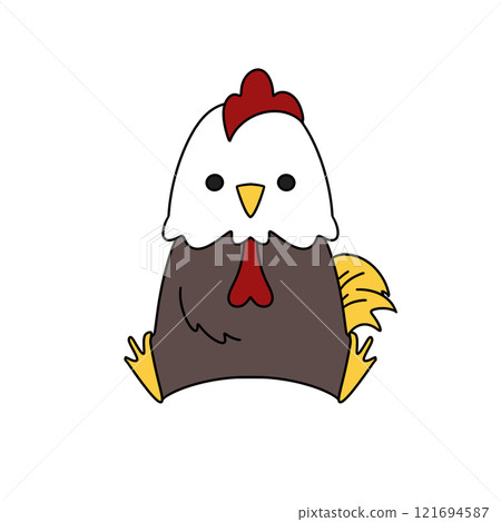 A cartoon chicken with a red beak and yellow feet A cartoon chicken with a red beak and yellow feet 121694587