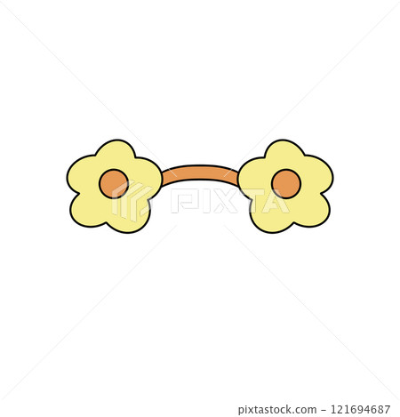 Two yellow flowers with orange centers 121694687