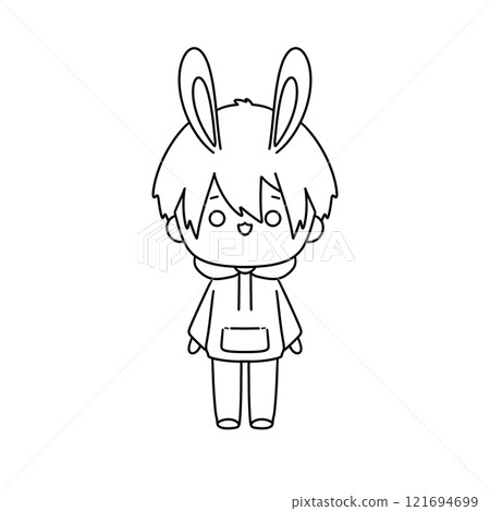 A cartoon rabbit with a hoodie on 121694699