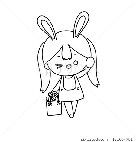 A girl is holding a shopping bag and smiling 121694791