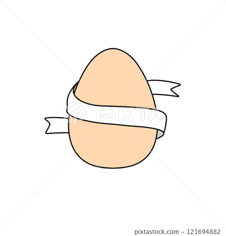 A cartoon egg with a ribbon around it A cartoon egg with a ribbon around it 121694882