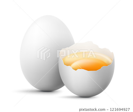 broken egg isolated on white background 121694927