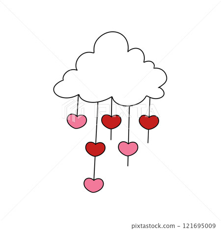 A cloud with hearts hanging from it 121695009
